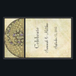 Sticker Rectangulaire Vignoble vintage Arch Ant Nourveau Peacock<br><div class="desc">Vignoble Art Nouveau Peacocks Grapevine Raisins pourpres avec Mariage des perles d'or</div>