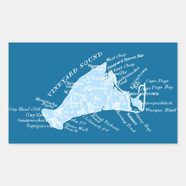 Sticker Rectangulaire Vignoble vintage de Martha, bleu clair + blanc (Devant)