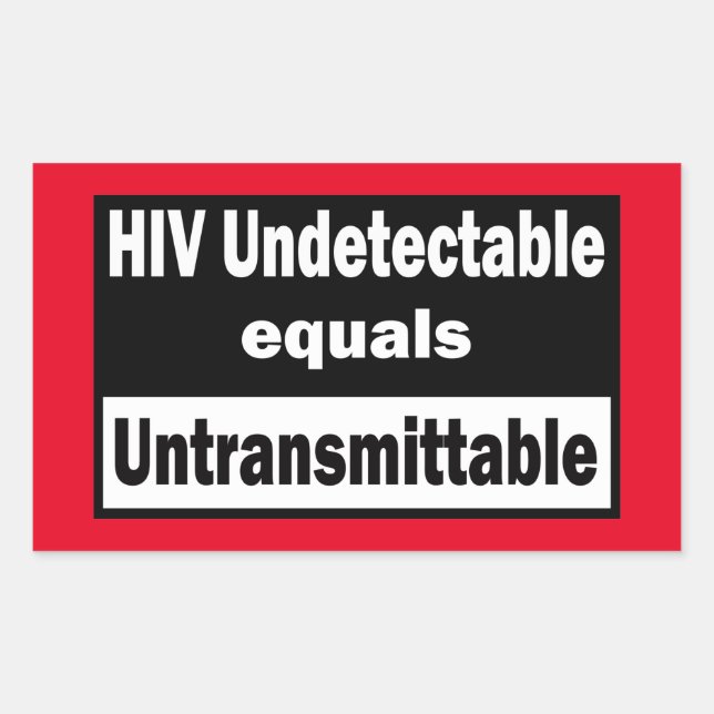 Sticker Rectangulaire VIH non détectable égale VIH non transmettable (Devant)