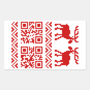 Sticker Rectangulaire Vilain Sweater QR Code Bonne année!