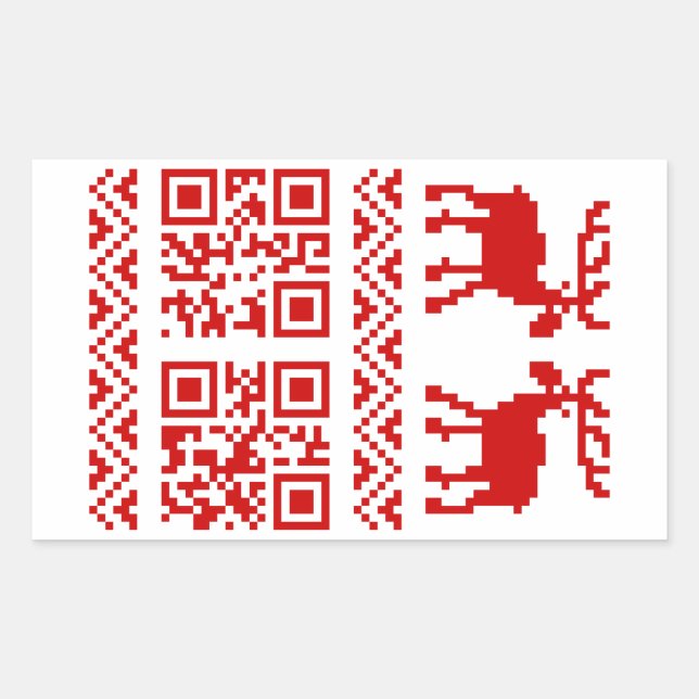 Sticker Rectangulaire Vilain Sweater QR Code Bonne année! (Devant)