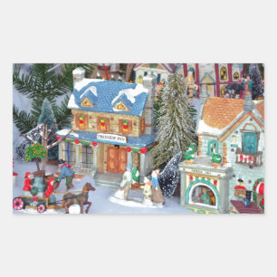 Sticker Rectangulaire Village de Noël miniature