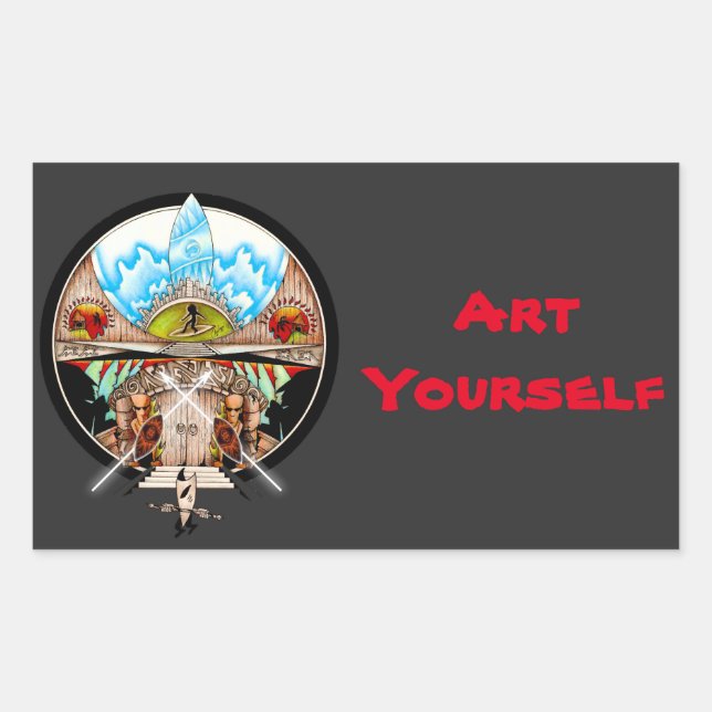 Sticker Rectangulaire Village de Tiki (Devant)