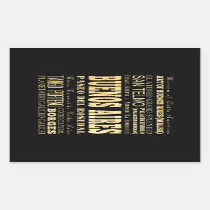 Sticker Rectangulaire Ville de Buenos Aires d'art de typographie de
