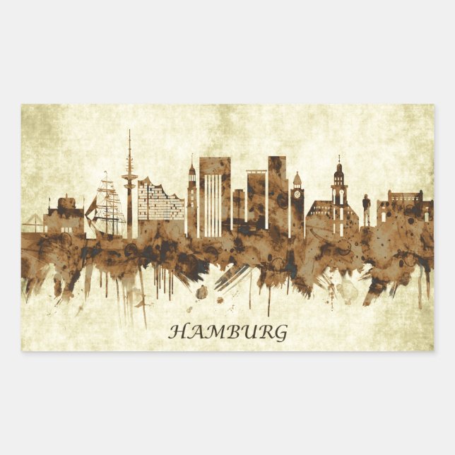 Sticker Rectangulaire Ville de Hambourg (Devant)