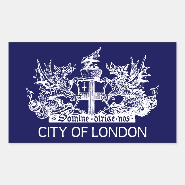 Sticker Rectangulaire Ville de Londres, Vintage, Armoiries, Angleterre R (Devant)