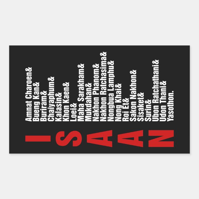 Sticker Rectangulaire Villes d'Isaan, Thaïlande (Devant)