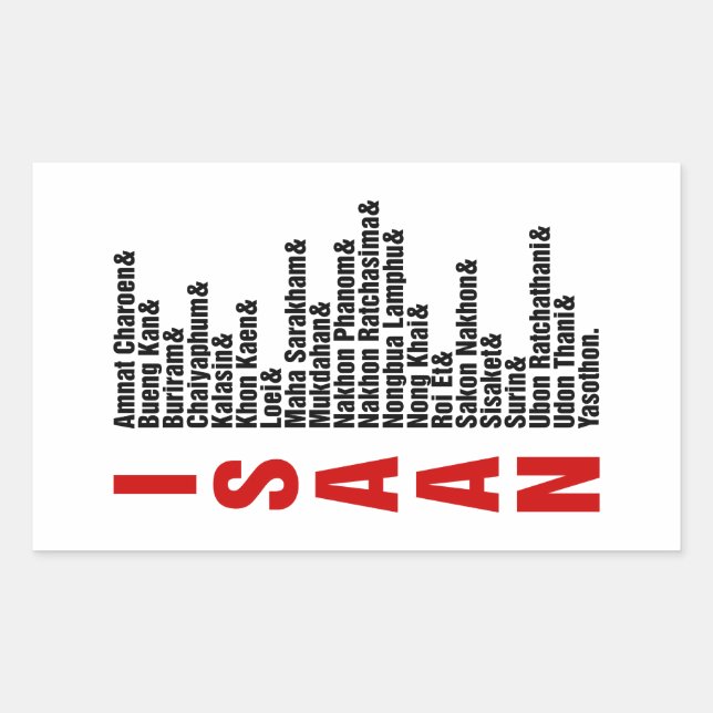 Sticker Rectangulaire Villes d'Isaan, Thaïlande (Devant)