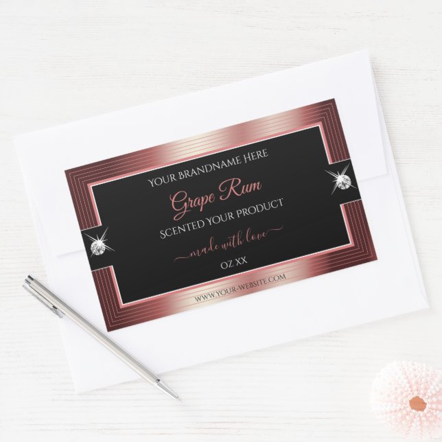 Sticker Rectangulaire Vin noir glamour brillant rouge brillants Étiquett (Enveloppe)