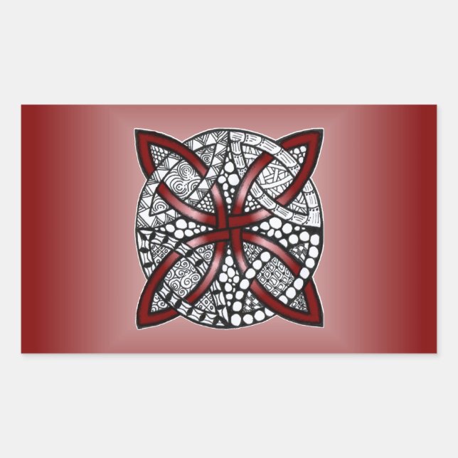 Sticker Rectangulaire Vin Rouge Celtique noeud original (Devant)