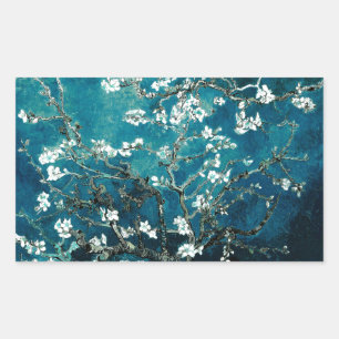 Sticker Rectangulaire Vincent Van Gogh Almond Blossoms Dark Turquoise