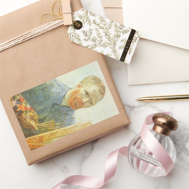 Sticker Rectangulaire Vincent van Gogh - Autoportrait devant l'Easel (Cadeaux)