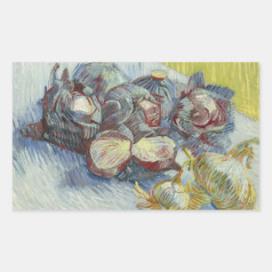 Sticker Rectangulaire Vincent van Gogh - Cabbages rouges et oignons