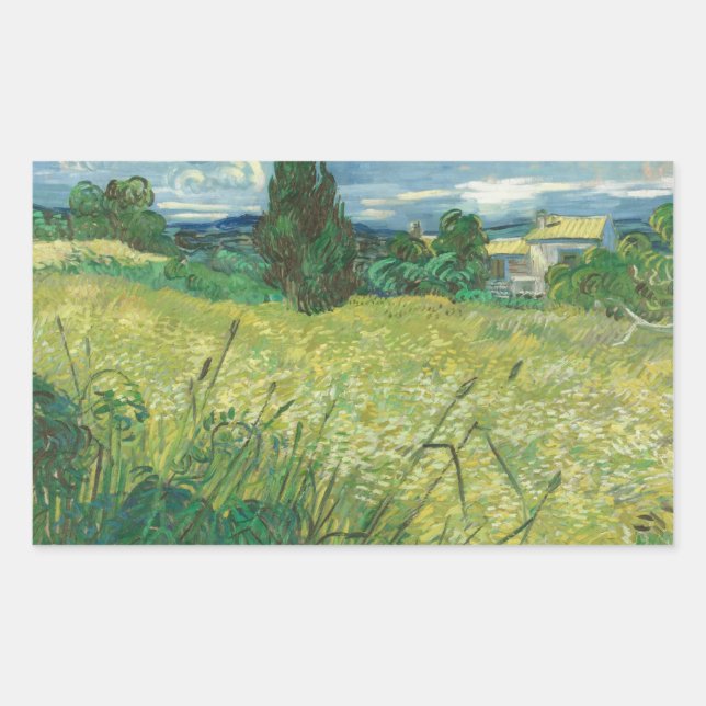 Sticker Rectangulaire Vincent van Gogh - Green Field (Devant)