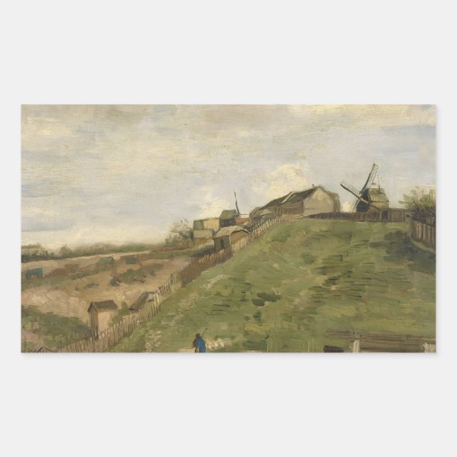 Sticker Rectangulaire Vincent van Gogh - La Colline de Montmartre (Devant)