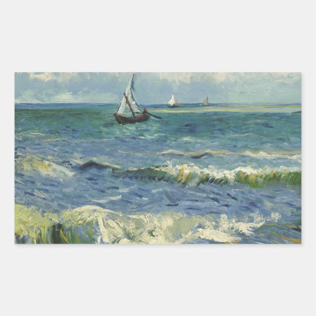 Sticker Rectangulaire Vincent van Gogh - La mer près des Saintes (Devant)