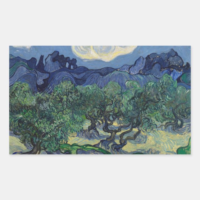 Sticker Rectangulaire Vincent van Gogh - Les oliviers (Devant)