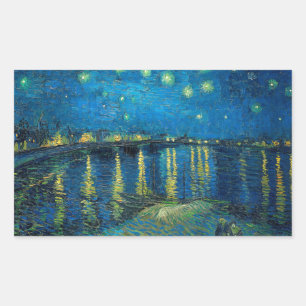 Sticker Rectangulaire Vincent Van Gogh Nuit étoilée sur le Rhône