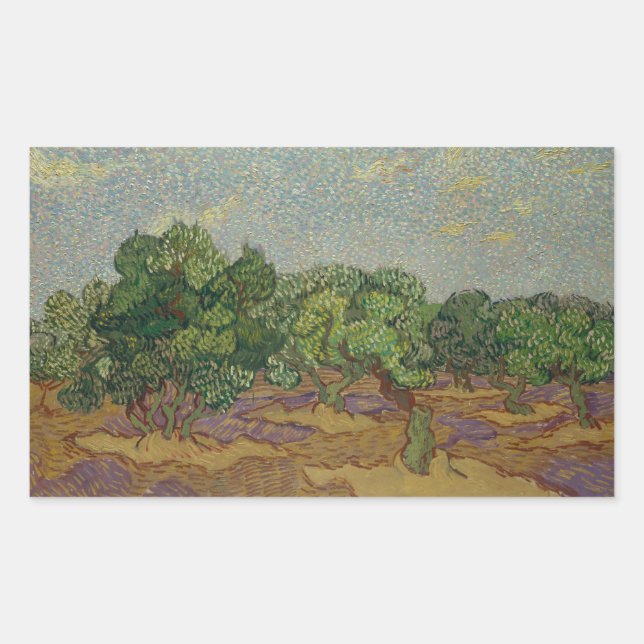Sticker Rectangulaire Vincent van Gogh - Olive Trees (Devant)