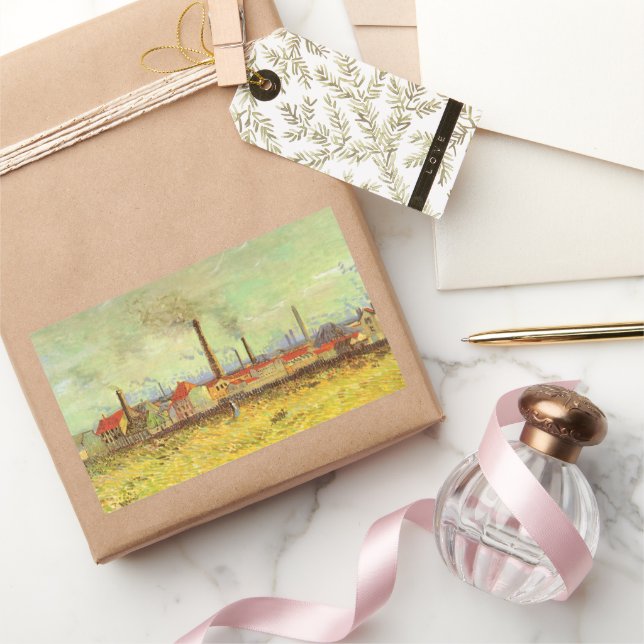 Sticker Rectangulaire Vincent van Gogh - Usines à Asnières (Cadeaux)