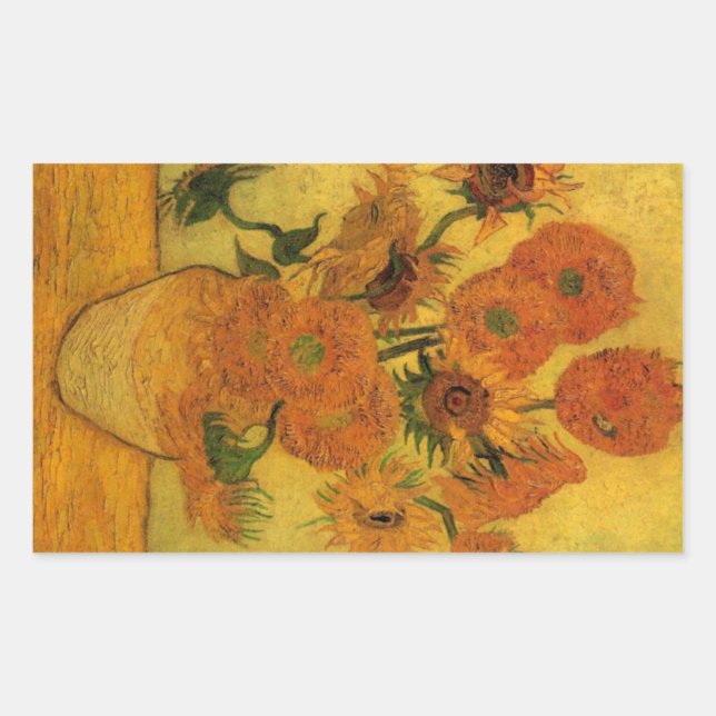 Sticker Rectangulaire Vincent van Gogh Vase de vie morte avec 15 tournes (Devant)
