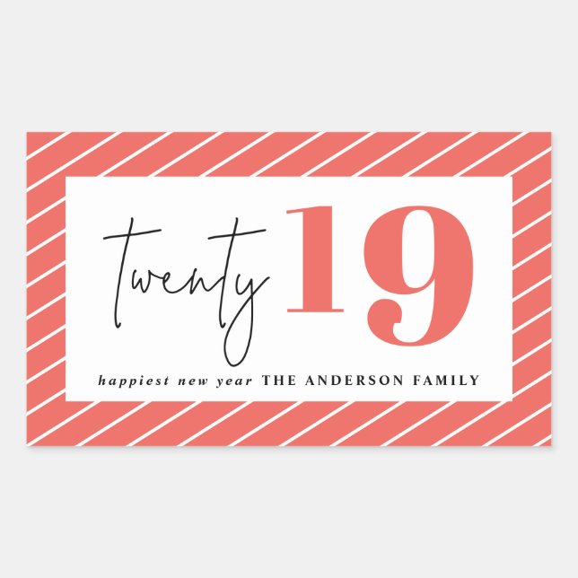 Sticker Rectangulaire Vingt ans de nouvelle année (Devant)