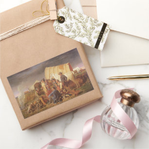 Sticker Rectangulaire Vintage American West, Conseils sur la Prairie par