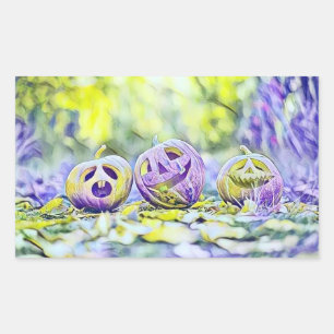 Sticker Rectangulaire Vintage automne citrouilles automne couleurs aquar