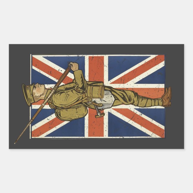 Sticker Rectangulaire Vintage British Flag Soldier (Devant)