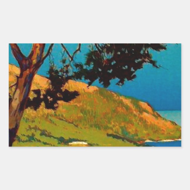 Sticker Rectangulaire Vintage California Coast Travel (Devant)