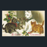 Sticker Rectangulaire Vintage Christmas Kitty Cats<br><div class="desc">Vintage Christmas Kitty Cats</div>