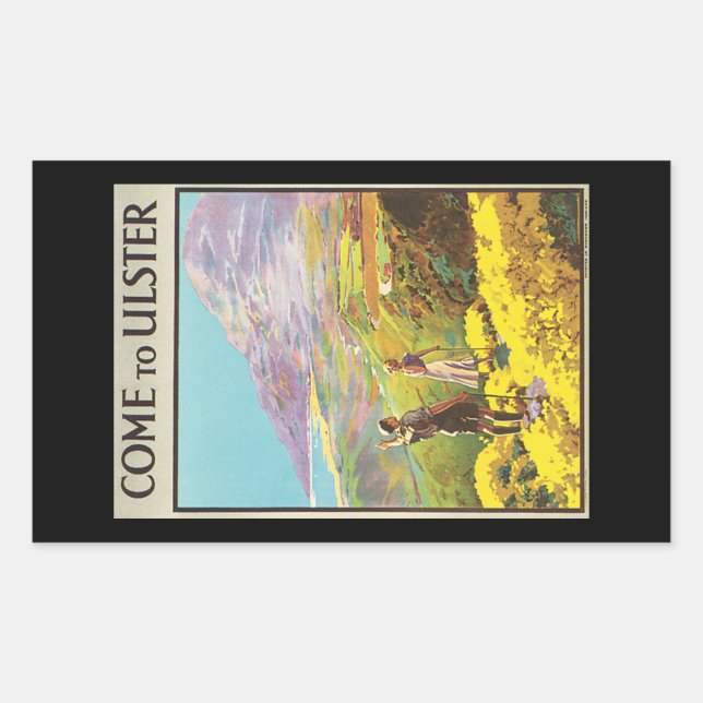 Sticker Rectangulaire Vintage Come to Ulster British Isles Travel Poster (Devant)