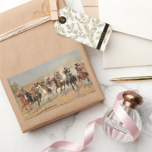 Sticker Rectangulaire Vintage Cowboys, une touche pour le bois par Remin