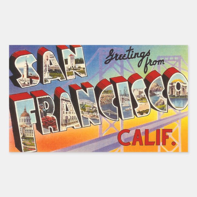 Sticker Rectangulaire Vintage de San Francisco (Devant)