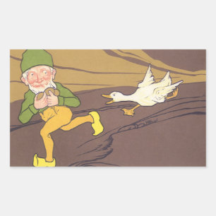 Sticker Rectangulaire Vintage fable d'Ésope La poule aux œufs d'or