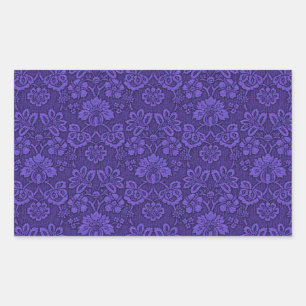 Sticker Rectangulaire Vintage Indigo Damask Paisley Floral