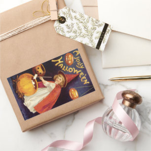 Sticker Rectangulaire Vintage Jolly Halloween Witch par Ellen Clapsaddle