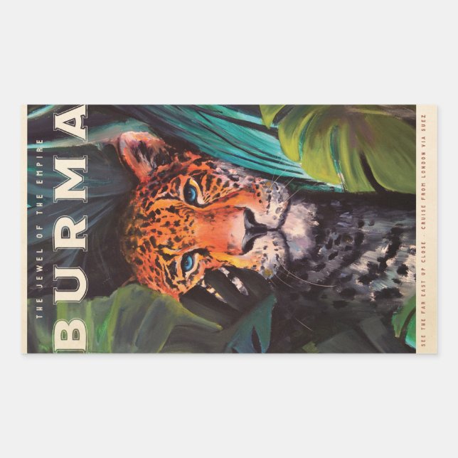 Sticker Rectangulaire Vintage jungle leopard (Devant)