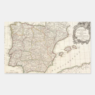 Sticker Rectangulaire Vintage map of Spain (1775)
