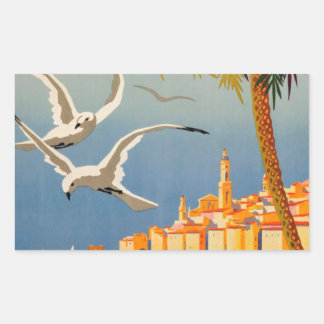 Sticker Rectangulaire Vintage Menton CoTe D'azur