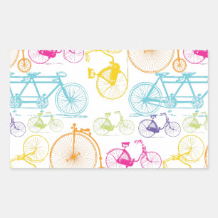 Sticker Rectangulaire Vintage moderne Vélo couleur brillante Motif néon