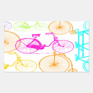 Sticker Rectangulaire Vintage moderne Vélo couleur brillante Motif néon