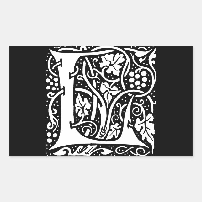Sticker Rectangulaire Vintage Monogram L Art Nouveau (Devant)