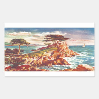 Sticker Rectangulaire Vintage Monterey Coastline California Tourisme USA