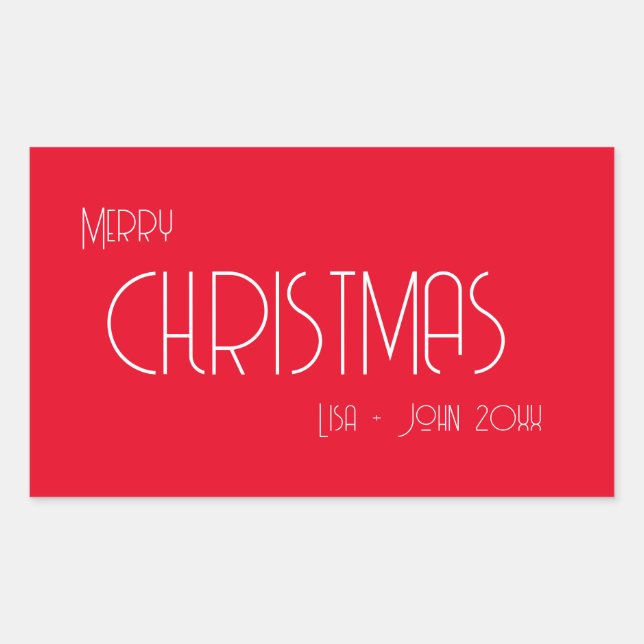 Sticker Rectangulaire Vintage Noël, Art Déco Texte (Devant)