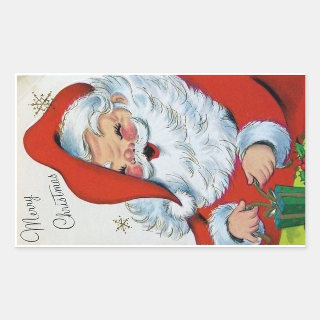 Sticker Rectangulaire Vintage Noël Père Noël (Devant)