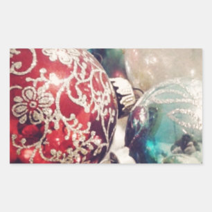 Sticker Rectangulaire Vintage ornements de Noël encore vie