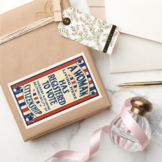 Sticker Rectangulaire Vintage patriotique, une femme est inscrite sur le
