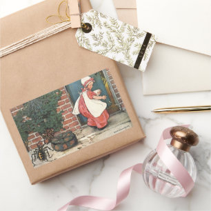 Sticker Rectangulaire Vintage Petite Miss Muffet Spider Nurserme Rhyme