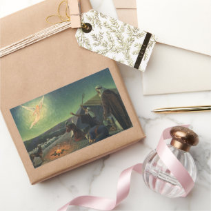 Sticker Rectangulaire Vintage Religion, l'Annonciation aux bergers